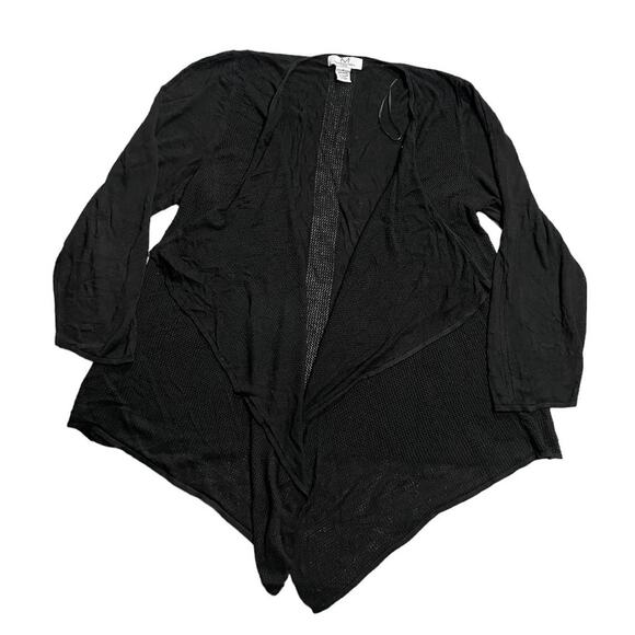 Magaschoni Women's Plus Size 1X Cardigan Sweater Black Open Front Knit Rayon - Picture 1 of 8